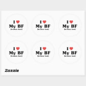 Ik hou van mijn BF (gebroken voet) Ronde Sticker (Vel)
