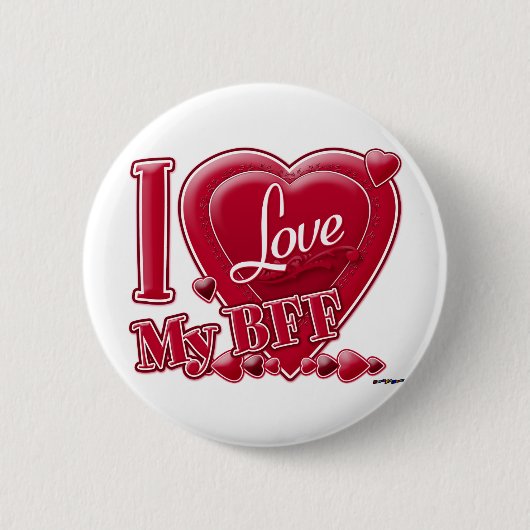 Ik hou van mijn BFF rood - hart Ronde Button 5,7 Cm (Voorkant)