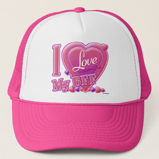 Ik hou van mijn BFF roze/paars - harten Trucker Pet (Voorkant)