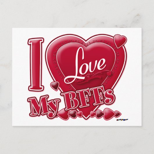 Ik hou van mijn BFF's rood - hart Briefkaart (Voorkant)