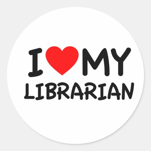 Ik hou van mijn bibliothecaris ronde sticker (Voorkant)