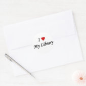 Ik hou van mijn bibliotheek ronde sticker (Envelop)