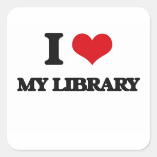 Ik hou van mijn bibliotheek vierkante sticker