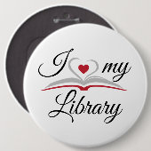 Ik hou van mijn bibliotheekbadge ronde button 6,0 cm (Voorkant /achterkant)