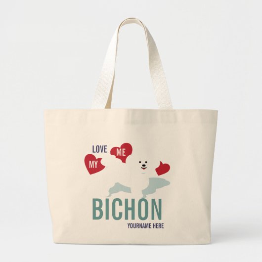 Ik hou van mijn Bichon-Canvas tas (Voorkant)