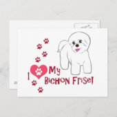 Ik hou van mijn Bichon Frise! Briefkaart (Voorkant / Achterkant)
