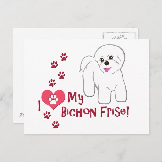 Ik hou van mijn Bichon Frise! Briefkaart (Voorkant / Achterkant)