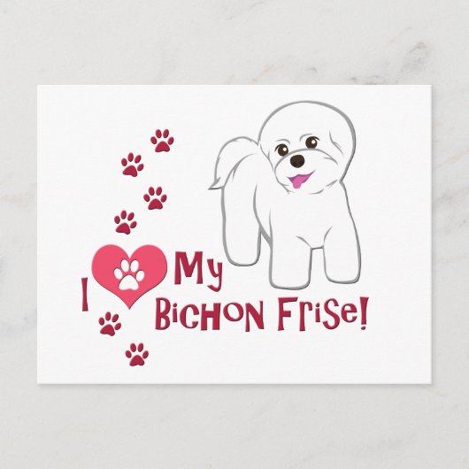 Ik hou van mijn Bichon Frise! Briefkaart (Voorkant)