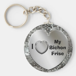Ik hou van mijn Bichon Frise Heart Keychain