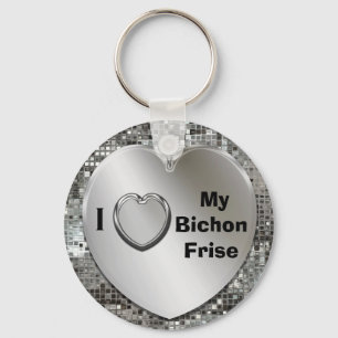 Ik hou van mijn Bichon Frise Heart Keychain