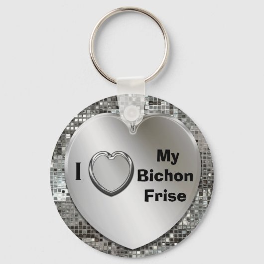 Ik hou van mijn Bichon Frise Heart Keychain (Voorkant)