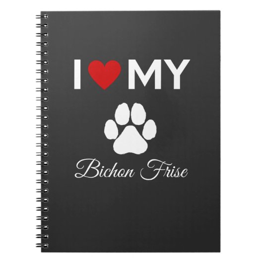 Ik hou van mijn Bichon Frise hond aangepaste tekst Notitieboek (Voorkant)