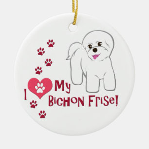 Ik hou van mijn Bichon Frise! Keramisch Ornament