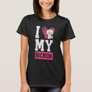 Ik hou van mijn Bichon Frise Krullende Haren Pup P T-shirt