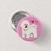 Ik hou van mijn Bichon Frise Ronde Button 3,2 Cm (Voorkant /achterkant)