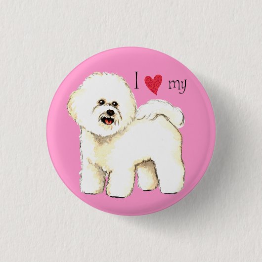 Ik hou van mijn Bichon Frise Ronde Button 3,2 Cm (Voorkant)