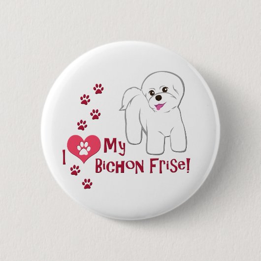 Ik hou van mijn Bichon Frise! Ronde Button 5,7 Cm (Voorkant)