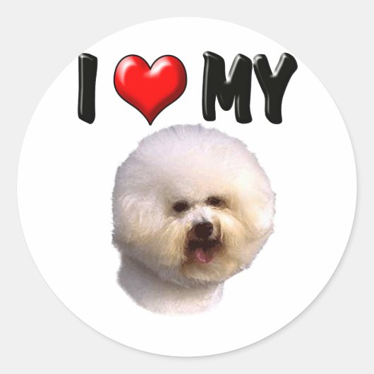 Ik hou van mijn Bichon Frise Ronde Sticker (Voorkant)