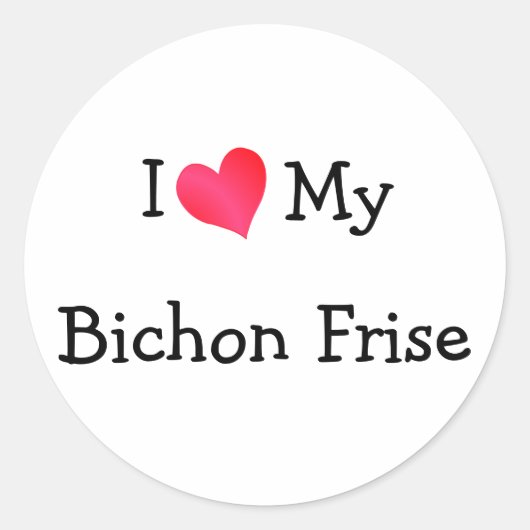 Ik hou van mijn Bichon Frise Ronde Sticker (Voorkant)