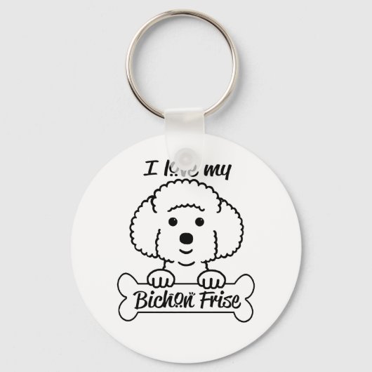 Ik hou van mijn Bichon Frise Sleutelhanger (Voorkant)