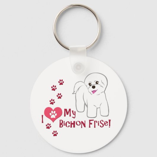 Ik hou van mijn Bichon Frise! Sleutelhanger (Voorkant)