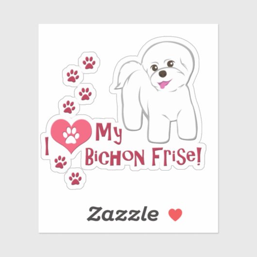Ik hou van mijn Bichon Frise! Sticker (Vel)
