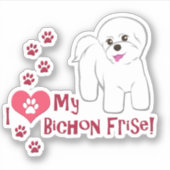 Ik hou van mijn Bichon Frise! Sticker (Voorkant)