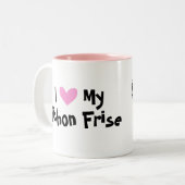 Ik hou van mijn Bichon Frise Tweekleurige Koffiemok (Voorkant links)