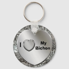 Ik hou van mijn Bichon Heart Keychain