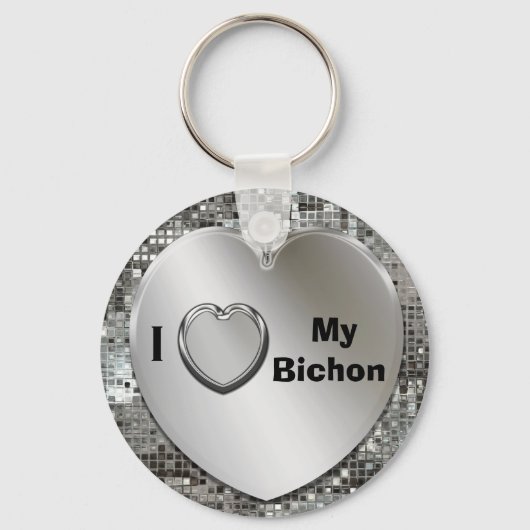 Ik hou van mijn Bichon Heart Keychain (Voorkant)