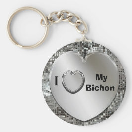 Ik hou van mijn Bichon Heart Keychain