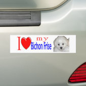 Ik hou van mijn bichon-opgerpuppy. bumpersticker (Op auto)