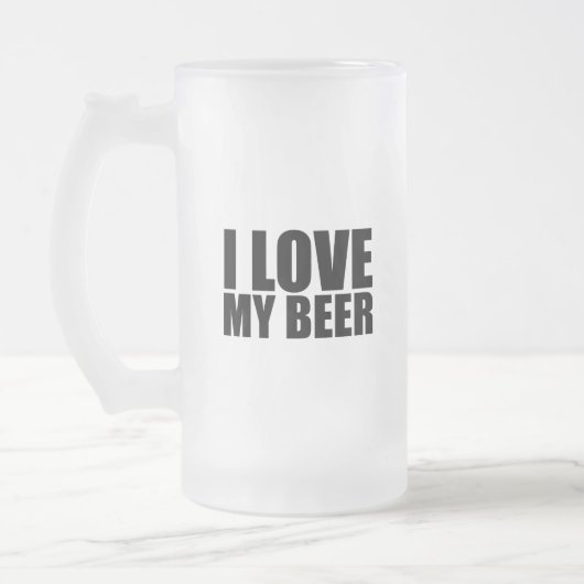 Ik hou van mijn bier matglas bierpul (Links)
