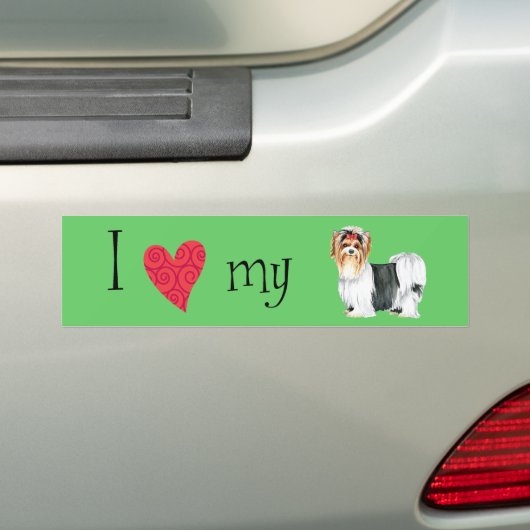 Ik hou van mijn Biewer Terrier Bumpersticker (Op auto)
