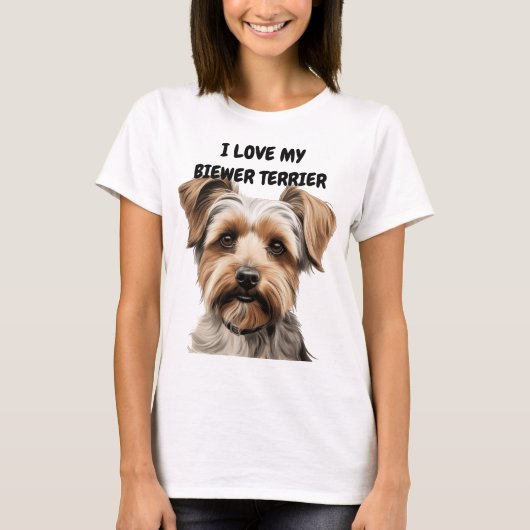 IK HOU VAN MIJN BIEWER TERRIER HOND T-SHIRT (Voorkant)