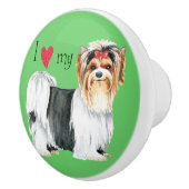 Ik hou van mijn Biewer Terrier Keramische Knop (Rechts)