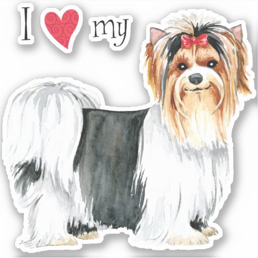 Ik hou van mijn Biewer Terrier Vinyl Sticker (Voorkant)