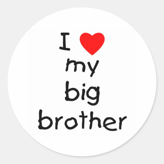 Ik hou van mijn Big Brother Ronde Sticker (Voorkant)