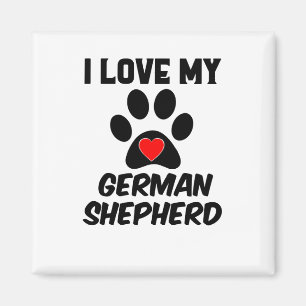 Ik hou van mijn Big Paw Red Heart German Sheperd B Magneet