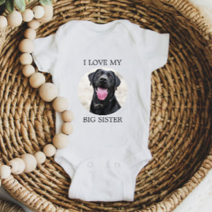 Ik hou van mijn Big Sister Custom Pet Dog Foto Romper