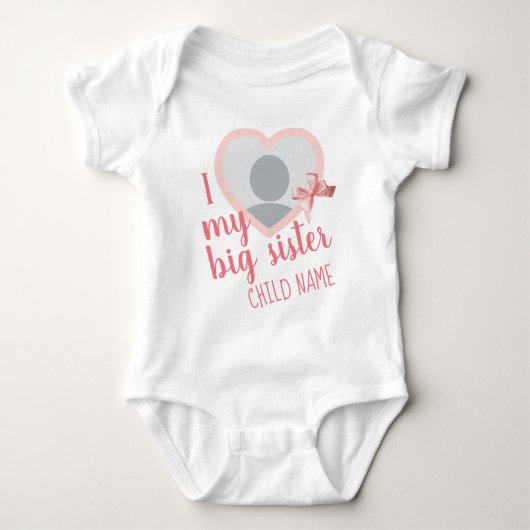 Ik hou van mijn Big Sister Girly Custom Photo and  Romper (Voorkant)