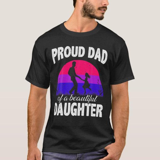 Ik hou van mijn biseksuele dochter Papa Parent A T-shirt (Voorkant)