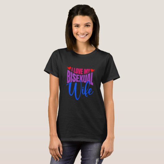 Ik hou van mijn biseksuele vrouw Bi Pride Bisexual T-shirt (Voorkant volledig)