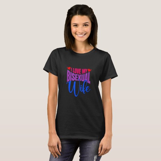 Ik hou van mijn biseksuele vrouw Bi Pride Bisexual T-shirt (Voorkant volledig)