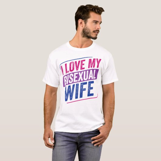 Ik hou van mijn biseksuele vrouw Bi Pride Bisexual T-shirt (Voorkant volledig)