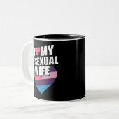 Ik hou van mijn biseksuele vrouw Bi Pride Bisexual Tweekleurige Koffiemok (Voorkant links)