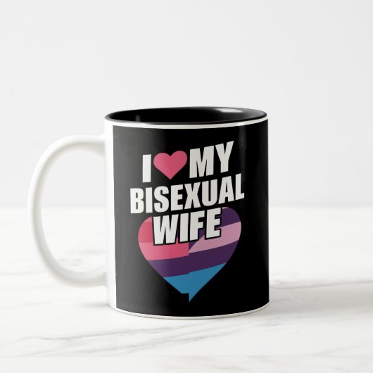 Ik hou van mijn biseksuele vrouw Bi Pride Bisexual Tweekleurige Koffiemok (Links)