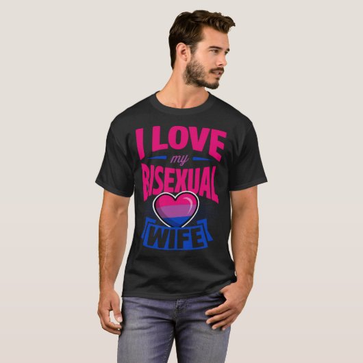 Ik hou van mijn biseksuele vrouw Cute Bi Pride Jub T-shirt (Voorkant volledig)