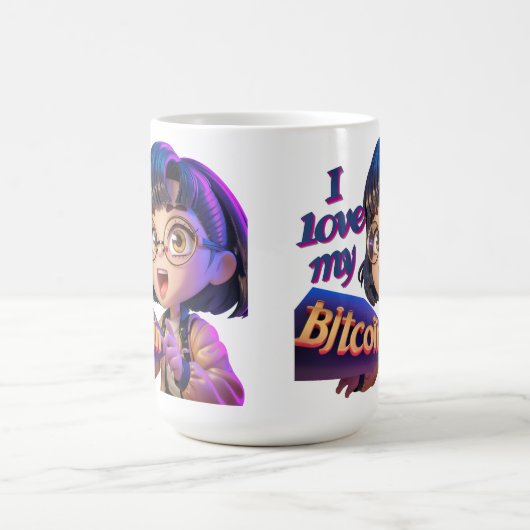 Ik hou van mijn Bitcoin - Cartoon Design Koffiemok (Center)