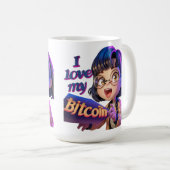Ik hou van mijn Bitcoin - Cartoon Design Koffiemok (Voorkant rechts)